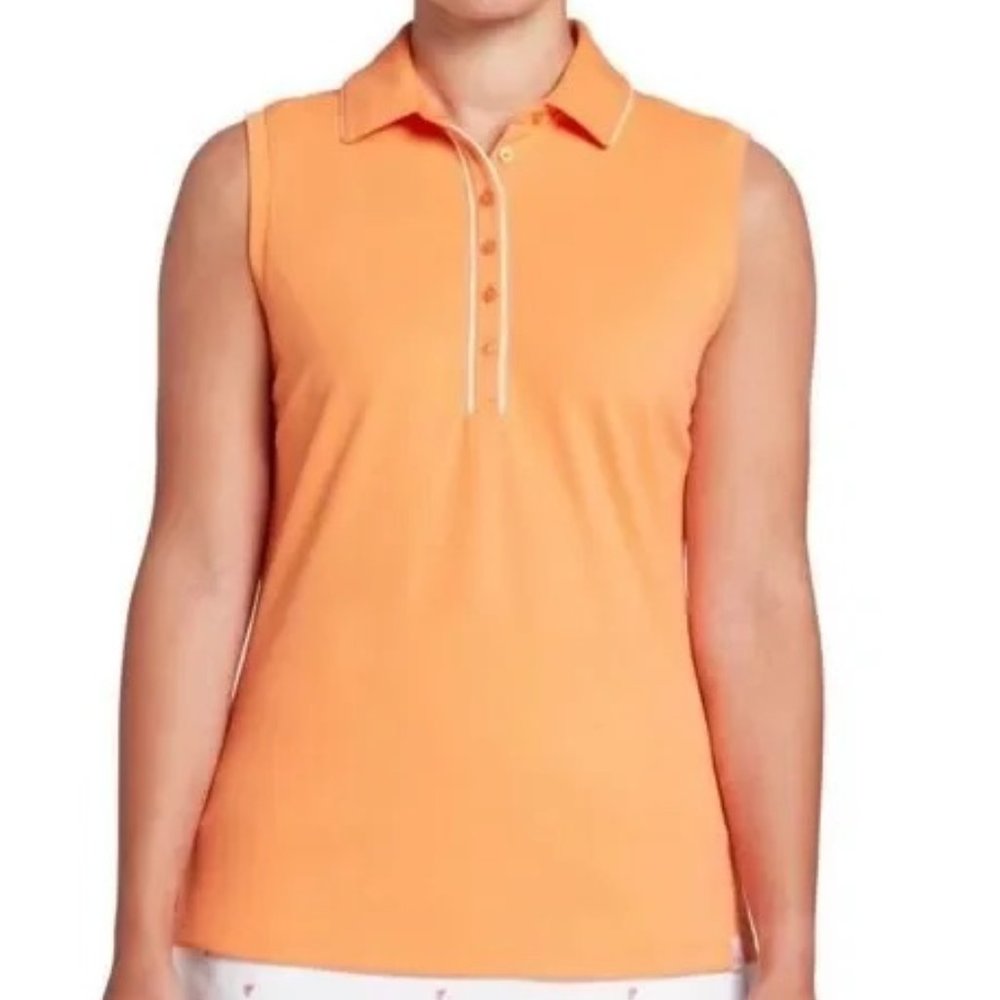 LADY HAGEN Cocktail Hour Piped Sleeveless Polo-NWT